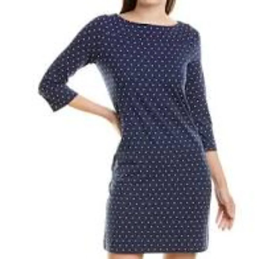 DVF Diane von Furstenberg Ruri Polka dot retro navy shift dress new Small 4 6